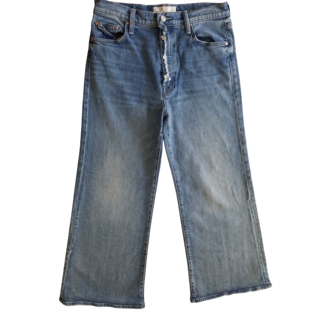 Mother Superior The Fly Cut Tomcat Roller Wide Leg Jeans Blue Size 31 Button Fly